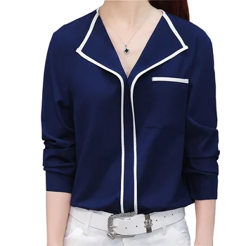 New Patchwork Lady White Chiffon Blouses Size S-2XL Autumn Spring Elegant Women Fashion Blue Casual Shirts
New Patchwork Lady White Chiffon Blouses Size S-2XL Autumn Spring Elegant Women Fashion Blue Casual Shirts