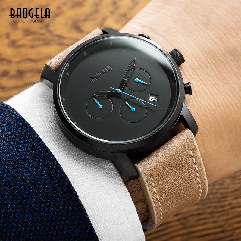 Baogela Mens Simple Chronograph Analogue Black Quartz Watch, Leather Bracelete Wristwatch with Calendar Date for Boy & Man 1705G
Baogela Mens Simple Chronograph Analogue Black Quartz Watch, Leather Bracelete Wristwatch with Calendar Date for Boy & Man 1705G