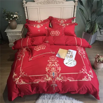 Luxury 100S Egyptian Cotton Red Golden Embroidered Bedding set Queen King Wedding Duvet cover Bed sheet set Pillowcases 4/6pcs
Luxury 100S Egyptian Cotton Red Golden Embroidered Bedding set Queen King Wedding Duvet cover Bed sheet set Pillowcases 4/6pcs