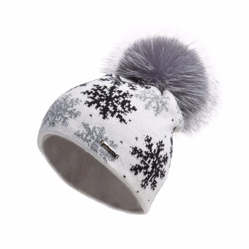 Oversized Cashmere Beanie Hat with Puff Real Fur Pompom for Women Winter Warm Snowflake Print Bobble Hat Fur Story 17602
Oversized Cashmere Beanie Hat with Puff Real Fur Pompom for Women Winter Warm Snowflake Print Bobble Hat Fur Story 17602