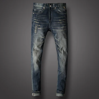 Fashion Vintage Designer Men Jeans Slim Fit Black Blue Ripped Jeans homme Denim Classical Pants Streetwear Hip Hop Jeans Men
Fashion Vintage Designer Men Jeans Slim Fit Black Blue Ripped Jeans homme Denim Classical Pants Streetwear Hip Hop Jeans Men