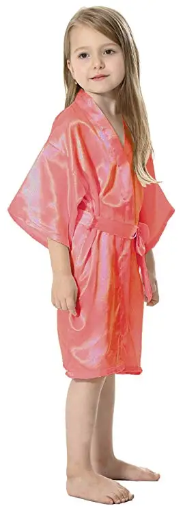Kids Solid Satin Rayon Kimono Robe Bridesmaid Solid Bathrobe Children Nightgown Sleepwear Dressing Gown Kids Solid Satin Rayon Kimono Robe Bridesmaid Solid Bathrobe Children Nightgown Sleepwear Dressing Gown