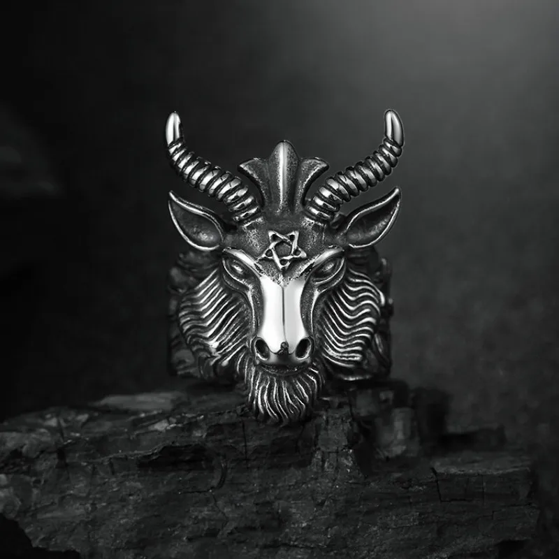 PUNK RING 316L Stainless Steel Ring Titanium Animal Sheep Head Ring Men Personality Unique Men's Animal Jewelry
PUNK RING 316L Stainless Steel Ring Titanium Animal Sheep Head Ring Men Personality Unique Men's Animal Jewelry