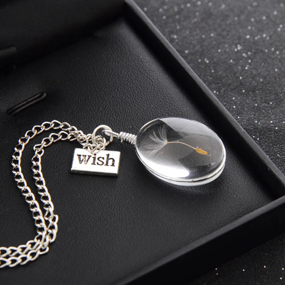 Dandelion Seed Specimen Glass Adhesive Sheet and Wish Tag Pendant Necklace Charm Women Oval Time Gem Necklace
Dandelion Seed Specimen Glass Adhesive Sheet and Wish Tag Pendant Necklace Charm Women Oval Time Gem Necklace