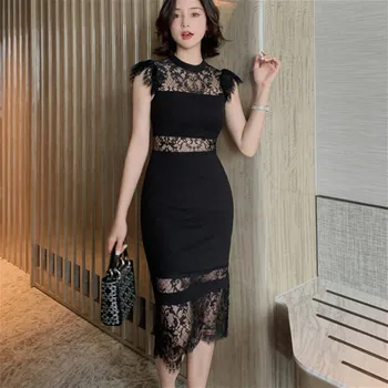 2019 Women Summer Lace Dress O-neck Elegant Evening Party Formal Mid-Calf Butterfly Sleeve Black Vestidos
2019 Women Summer Lace Dress O-neck Elegant Evening Party Formal Mid-Calf Butterfly Sleeve Black Vestidos
