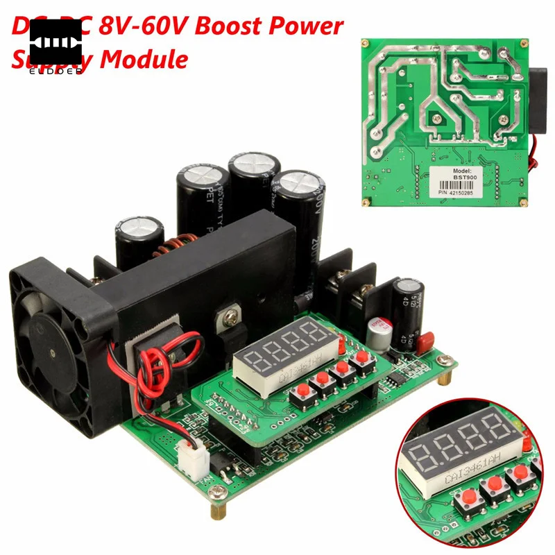 

DC-DC BST900 0-15A 8-60V To 10-120V Boost Power Supply Module CC/CV LED Driver 11 x 10 x 4.2 cm New Electric Modules