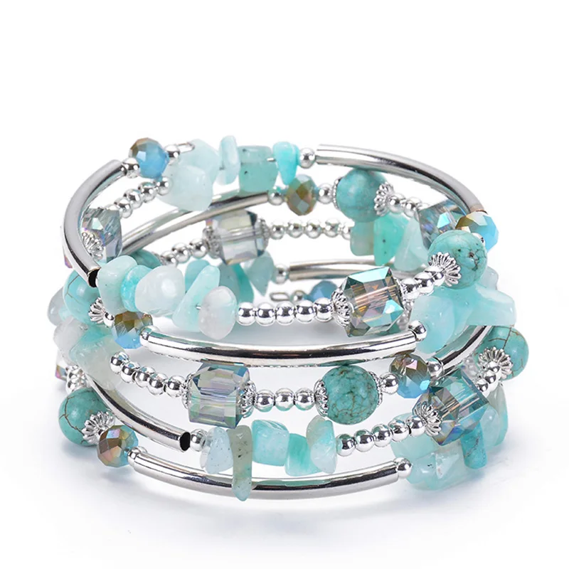 Bohemian Jewelry Natural Turquoises Multi-layer Winding Bracelet Fashion Natural Crystal Multi-loop Ladies Bracelet Bangles
Bohemian Jewelry Natural Turquoises Multi-layer Winding Bracelet Fashion Natural Crystal Multi-loop Ladies Bracelet Bangles