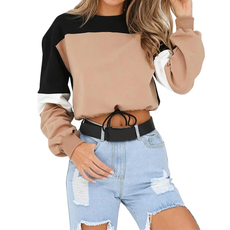 2019 New Women Autumn Causal Pullovers Women Harajuku Fashion Color Block Sweatshirt O-Neck Long Sleeve Ladies Sexy Crop Top
2019 New Women Autumn Causal Pullovers Women Harajuku Fashion Color Block Sweatshirt O-Neck Long Sleeve Ladies Sexy Crop Top