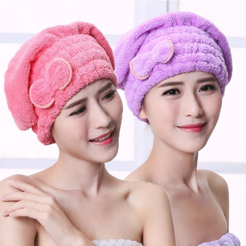 

7 Colors Microfiber Solid Quickly Dry Hair Hat Hair Turban Women Girls Ladies Cap Bathing Drying Towel Head Wrap Hat