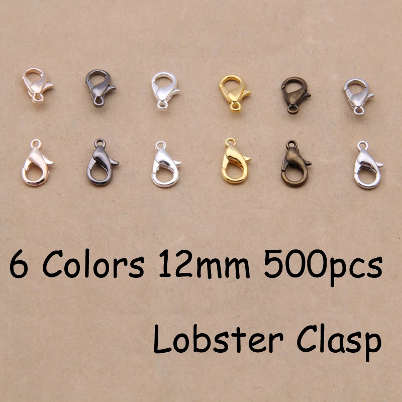 

YAGE 12MM 500PCS 6 Colors Zinc Alloy Lobster Clasp.Gold,Bronze,Rhodium,Rose Gold,925 silver Jewelry Findings for jewelry making