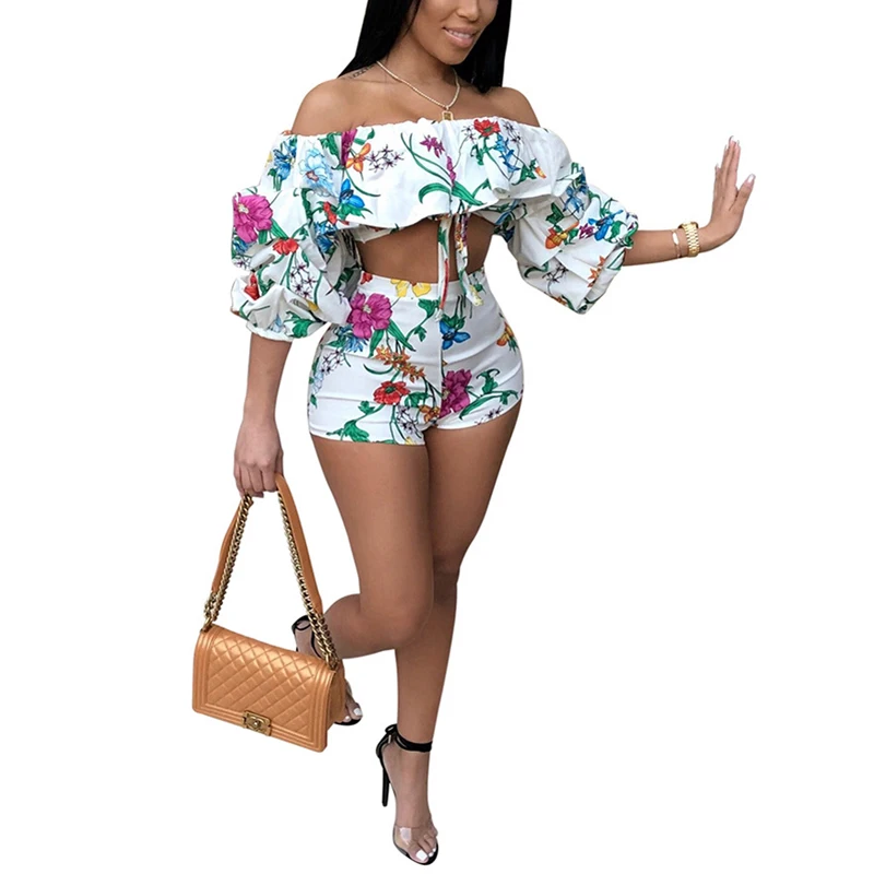 Women Wardrobe 2 Piece Off Shoulder Outfits Floral Print Ruffle Sleeve Crop Tops Short Pants Jumpsuit Romper
Women Wardrobe 2 Piece Off Shoulder Outfits Floral Print Ruffle Sleeve Crop Tops Short Pants Jumpsuit Romper
