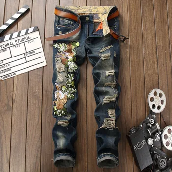 men fashion streetwear punk clothes skinny ripped jeans homme slim fit denim pants tiger embroidery erkek kot pantolon jean man
men fashion streetwear punk clothes skinny ripped jeans homme slim fit denim pants tiger embroidery erkek kot pantolon jean man