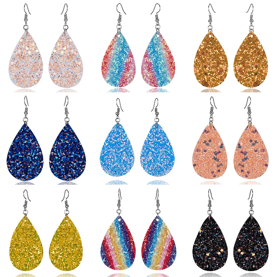 Belleper Glitter Unique Earrings PU Leather Waterdrop Pendant Multicolor Fashion Trendy Jewelry for Women Ear Accessories 2019
Belleper Glitter Unique Earrings PU Leather Waterdrop Pendant Multicolor Fashion Trendy Jewelry for Women Ear Accessories 2019