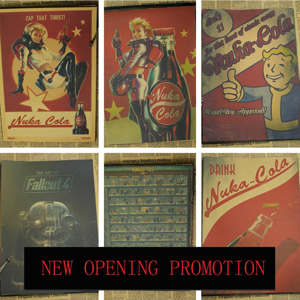 Постеры Fallout 3 4 для украшения стен дома винтажные постеры Кока|vintage poster|fallout