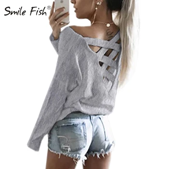 Spring Autumn Women Shirts Long Sleeve O-Neck Solid Loose Casual Blouses Tops Sexy Cross Backless Shirts Hollow Out Blusas GV485
Spring Autumn Women Shirts Long Sleeve O-Neck Solid Loose Casual Blouses Tops Sexy Cross Backless Shirts Hollow Out Blusas GV485
