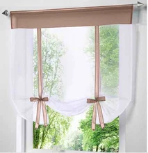 Moderno janela curta cozinha tule voile cortina para sala de estar divisor casa transparente sheer cortina janela voile(China)