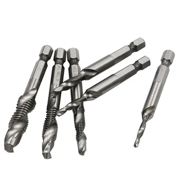 6pcs/set 1/4'' Hex HSS High Speed Steel Thread Spiral Screw M3 M4 M5 M6 M8 M10 Metric Composite Tap Drill Bit Tap 
6pcs/set 1/4'' Hex HSS High Speed Steel Thread Spiral Screw M3 M4 M5 M6 M8 M10 Metric Composite Tap Drill Bit Tap