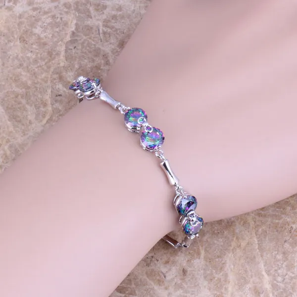 Rainbow Cubic Zirconia 925 Sterling Silver Link Chain Bracelet 6.5 - 7.5 inch For Women S0256
Rainbow Cubic Zirconia 925 Sterling Silver Link Chain Bracelet 6.5 - 7.5 inch For Women S0256