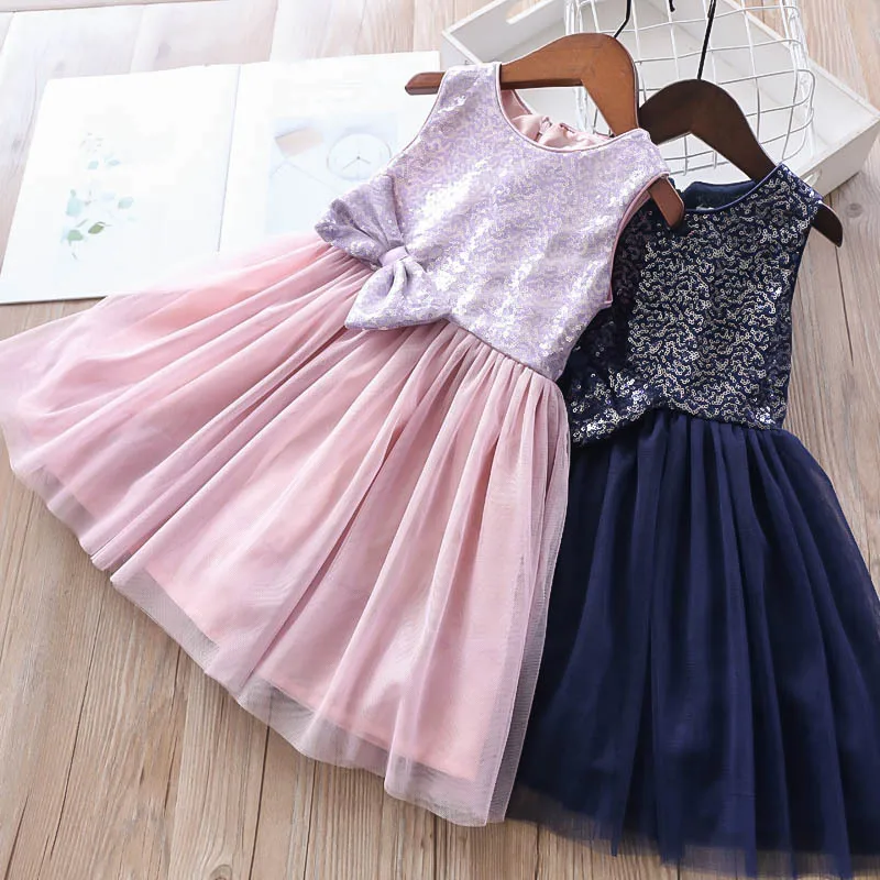 Baby Kids Girls Sequin Bow Patchwork Tutu Ruffles Princess Clothing Birthday Party Candy Pink Blue Color Summer Dress
Baby Kids Girls Sequin Bow Patchwork Tutu Ruffles Princess Clothing Birthday Party Candy Pink Blue Color Summer Dress