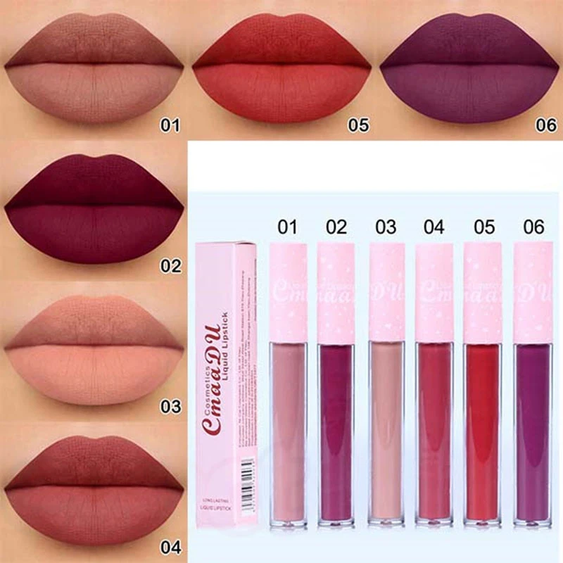 

Cmaadu 6 colors glitter lip gloss velvet matte lip tint waterproof long lasting diamond flash shimmer liquid lipstick makeup ma