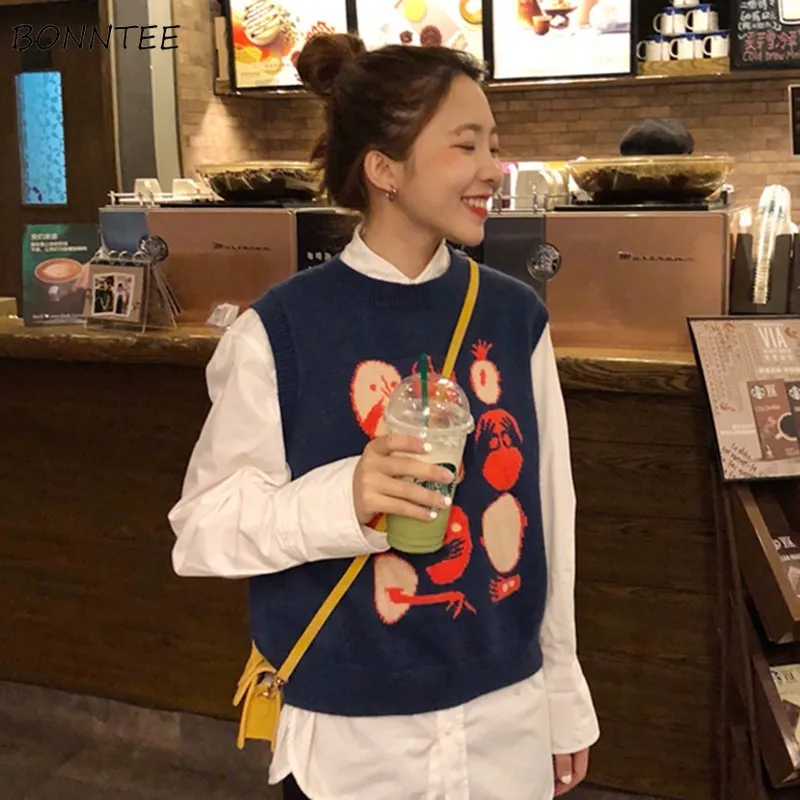 Sweaters Women O-Neck Leisure Kawaii Cartoon High Quality Sleeveless Sweater Student All-match Womens Korean Trendy Clothing
Sweaters Women O-Neck Leisure Kawaii Cartoon High Quality Sleeveless Sweater Student All-match Womens Korean Trendy Clothing