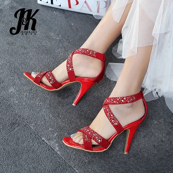 JK Cross Strap Summer Thin High Heels Women Sandals Open Toe Crystal Sandals Shoes Flock Footwear 2019 Fashion Ladies Shoes
JK Cross Strap Summer Thin High Heels Women Sandals Open Toe Crystal Sandals Shoes Flock Footwear 2019 Fashion Ladies Shoes