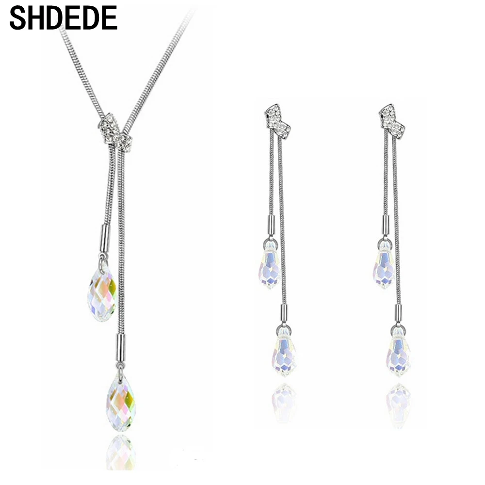 Fashion Long Tassel Drop Earrings Pendants Necklace Wedding Bridal Jewelry Sets Gift Embellished With Crystals From Swarovski -
Fashion Long Tassel Drop Earrings Pendants Necklace Wedding Bridal Jewelry Sets Gift Embellished With Crystals From Swarovski -