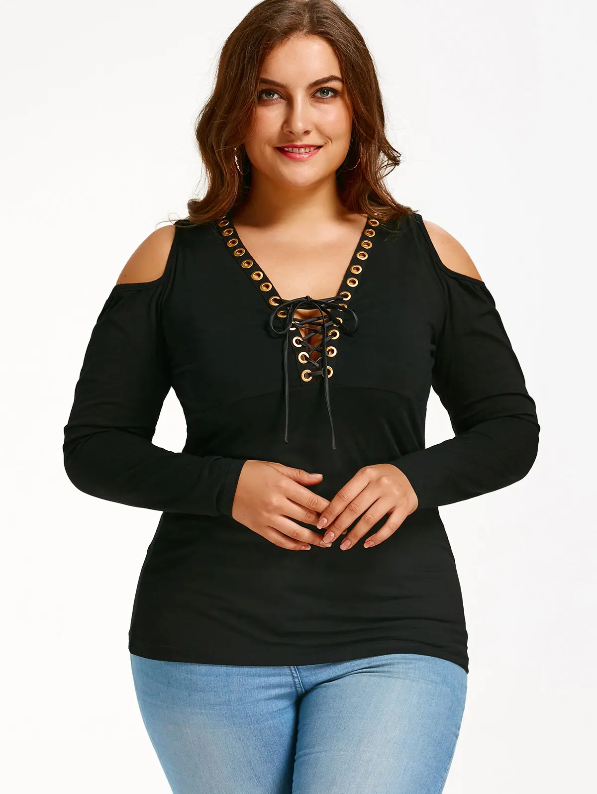 Lortalen Women Tees Tops Plus Size 5XL Autumn 2019 Cold Shoulder Long Sleeve Sexy V Neck Lace Up T-Shirt Black Tops
Lortalen Women Tees Tops Plus Size 5XL Autumn 2019 Cold Shoulder Long Sleeve Sexy V Neck Lace Up T-Shirt Black Tops