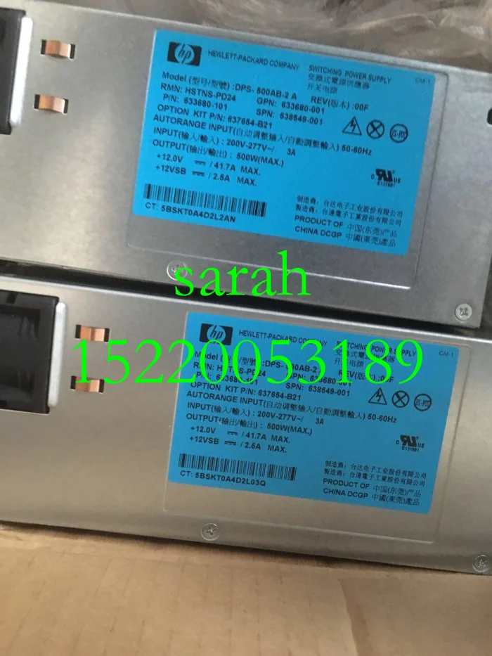 HP 380G7 G8 180G6 500W power supply 637654-B21 633680-001 638549-001
HP 380G7 G8 180G6 500W power supply 637654-B21 633680-001 638549-001