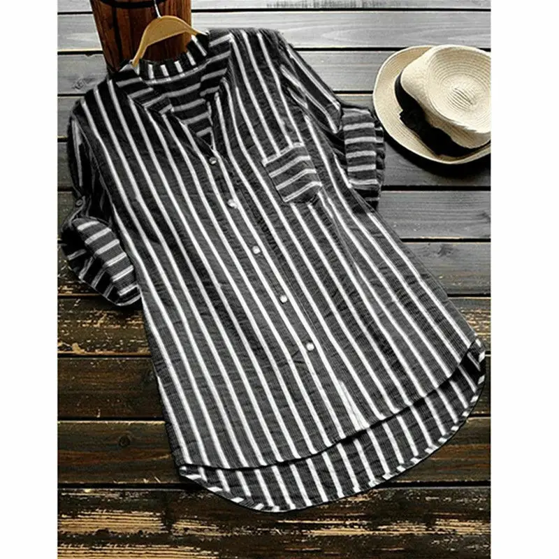 UIDEAZONE Summer Women Striped V Neck Baggy Blouse Casual Loose Tunic Tops Plus Size Mid Sleeve Irregular Blouse
UIDEAZONE Summer Women Striped V Neck Baggy Blouse Casual Loose Tunic Tops Plus Size Mid Sleeve Irregular Blouse