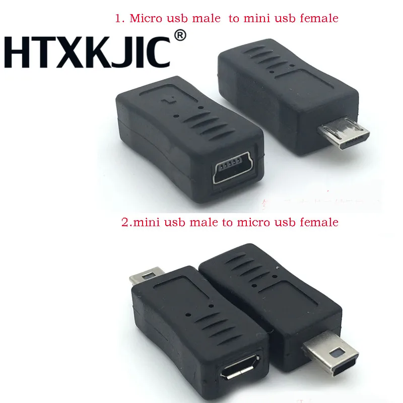 Черный переходник с Micro USB Мама на Mini папа зарядное устройство преобразователь