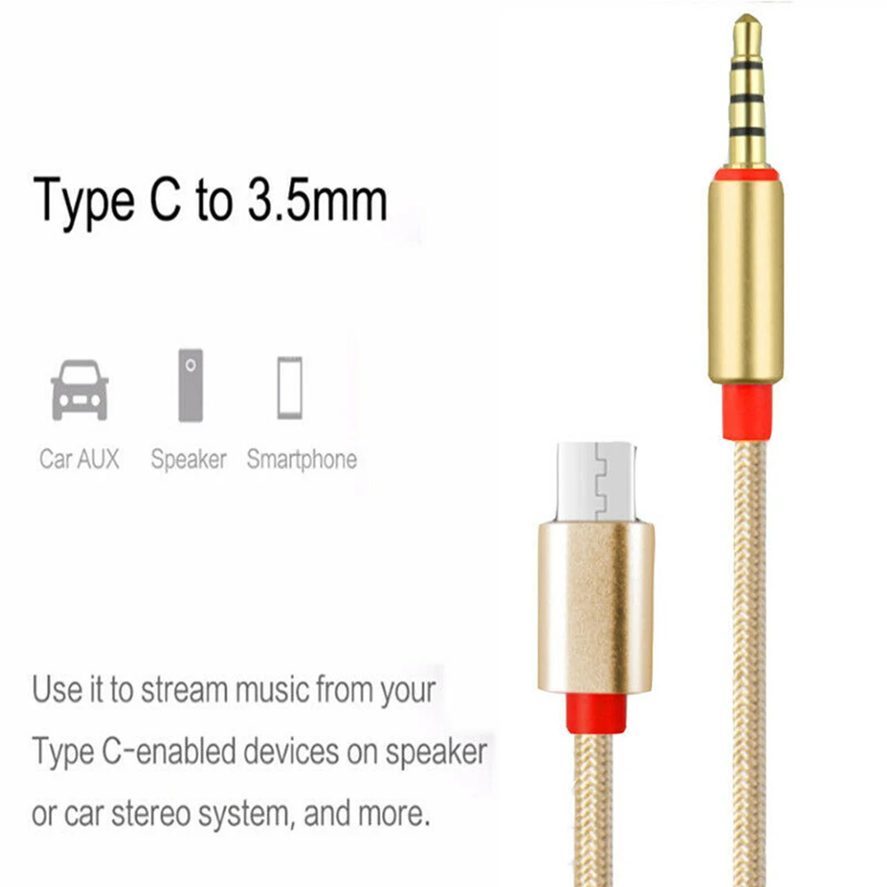Type C Audio Cable USB Type-C male to 3.5mm Jack male Car AUX Audio Adapter USB-C Cable Stereo Adapter Connector
Type C Audio Cable USB Type-C male to 3.5mm Jack male Car AUX Audio Adapter USB-C Cable Stereo Adapter Connector