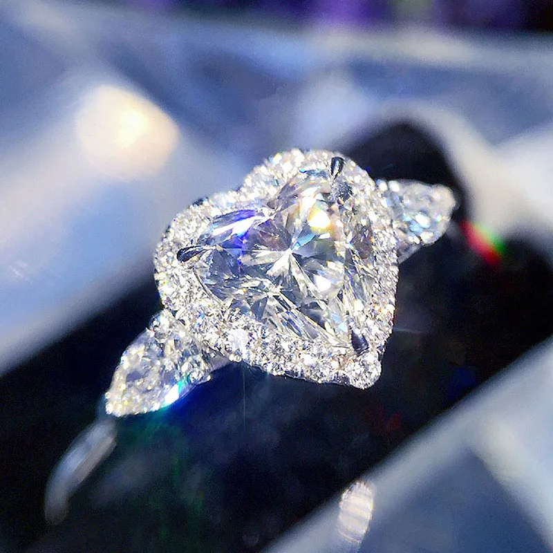 Женское кольцо из белого золота 1ct 6 5 мм 18 К с огранкой сердца | Украшения и