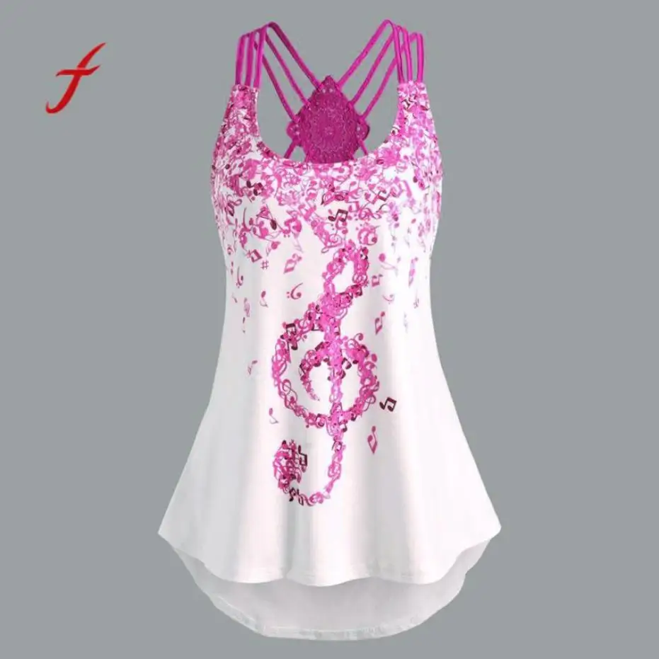 Ladies' Cross Bandages Hollow Out Sleeveless Vest Plus Size Musical Notes Print Strappy Tank Tops Camis Female Large Shirts 2018
Ladies' Cross Bandages Hollow Out Sleeveless Vest Plus Size Musical Notes Print Strappy Tank Tops Camis Female Large Shirts 2018