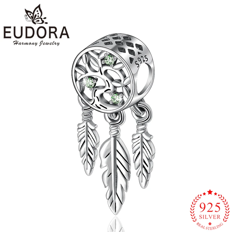 Eudora 100% 925 пробы серебряное дерево жизни Ловец снов модные шармы бусины подходят