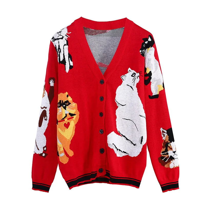 2018 autumn Spring Cute Warm Long Sweater Jacket Coats Cartoon 7 Cats Jacquard Runway Vintage Knit Sweater Jumpe Brand Cardigan
2018 autumn Spring Cute Warm Long Sweater Jacket Coats Cartoon 7 Cats Jacquard Runway Vintage Knit Sweater Jumpe Brand Cardigan