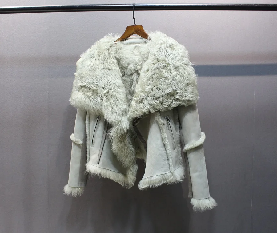 female genuine sheep skin and leather jacket (1)