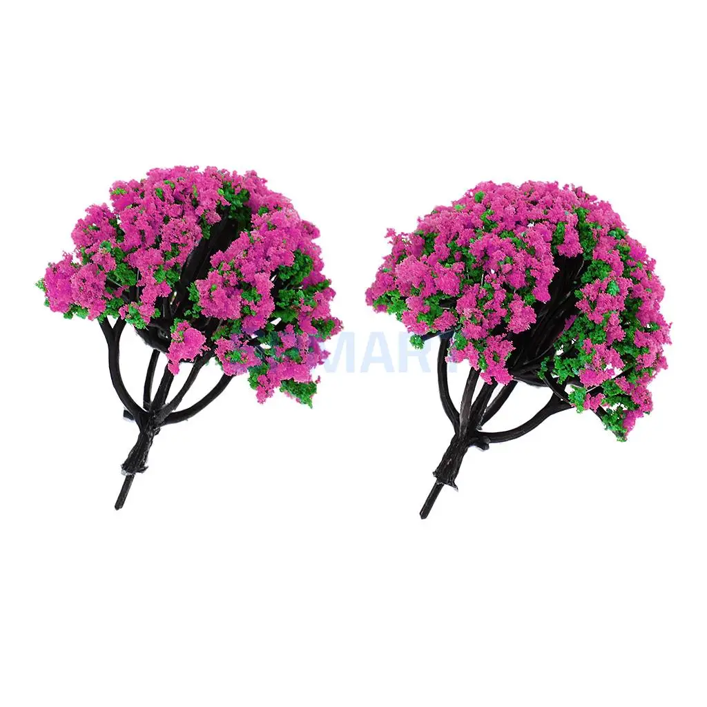 10pcs 1/200 Train Railroad Scene Scenery Landscape Model Trees Green HO Scale with Flowers Model Building Kits