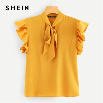 SHEIN Mustard Elegant Office Lady Flounce Shoulder Tied Neck Floral Solid Ruffle Blouse Summer Women Chiffon Tops and Blouses
SHEIN Mustard Elegant Office Lady Flounce Shoulder Tied Neck Floral Solid Ruffle Blouse Summer Women Chiffon Tops and Blouses