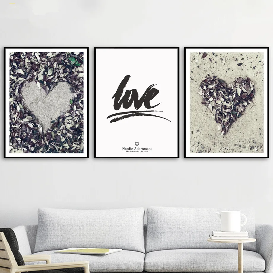 Love-Heart-Leaves-Quotes-Wall-Art-Canvas-Painting-Nordic-Posters-And-Prints-Landscape-Decoration-Pictures