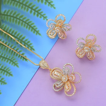 missvikki Trendy Sweet Tricolor Cubic zirconia Flower Earring Necklace Jewelry Set Luxury Women Girl Jewelry Gift Bijoux
missvikki Trendy Sweet Tricolor Cubic zirconia Flower Earring Necklace Jewelry Set Luxury Women Girl Jewelry Gift Bijoux
