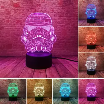 3D Illusion LED NightLight Luminous Colorful Flash Light Desk Lamp Star Wars White Soldier Model Toys 
3D Illusion LED NightLight Luminous Colorful Flash Light Desk Lamp Star Wars White Soldier Model Toys