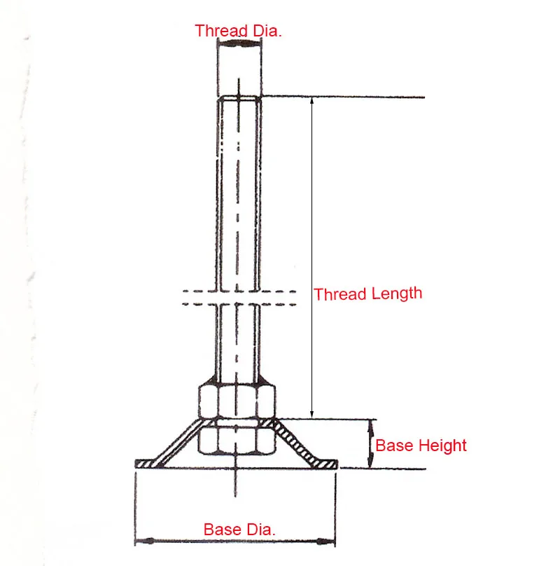 4 шт. 53 мм диаметр основания регулируемые чашки для ног M10x60/M10x80/m10x100мм резьбовые