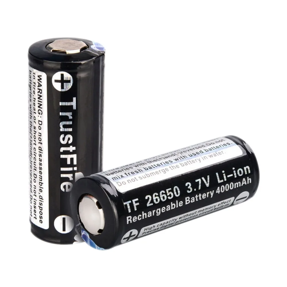 

TrustFire 3.7V 4000mAh 26650 Protected Lithium Battery 26650 Rechargeable Li-ion Battery For Flashlight/E-Cigarette