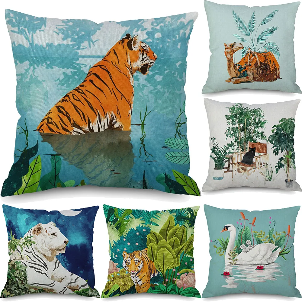 Tiger Fox Camels Animal Oil Painting Cushion Covers Watercolor Forest Cushion Cover Linen Pillow Case 45X45cm Sofa Deocration
Tiger Fox Camels Animal Oil Painting Cushion Covers Watercolor Forest Cushion Cover Linen Pillow Case 45X45cm Sofa Deocration