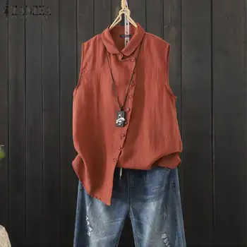 ZANZEA Woemn Blouse Sleeveless Shirt Cotton Loose Solid Blusas Tunic Tops 2019 Summer Vintage Buttons Chemisier Femme Plus Size
ZANZEA Woemn Blouse Sleeveless Shirt Cotton Loose Solid Blusas Tunic Tops 2019 Summer Vintage Buttons Chemisier Femme Plus Size