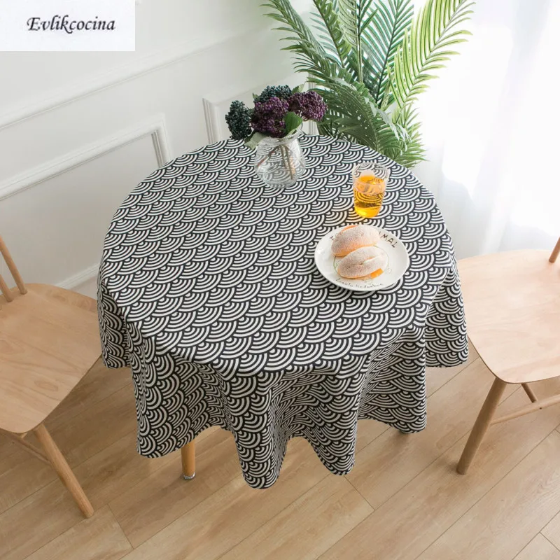 Free Shipping Sea Wave Round Tablecloth Manteles Mesa Redonda Cotton Linen Dining Table Cover Kitchen Home Decor Obrusy Kuchenne | Дом и сад