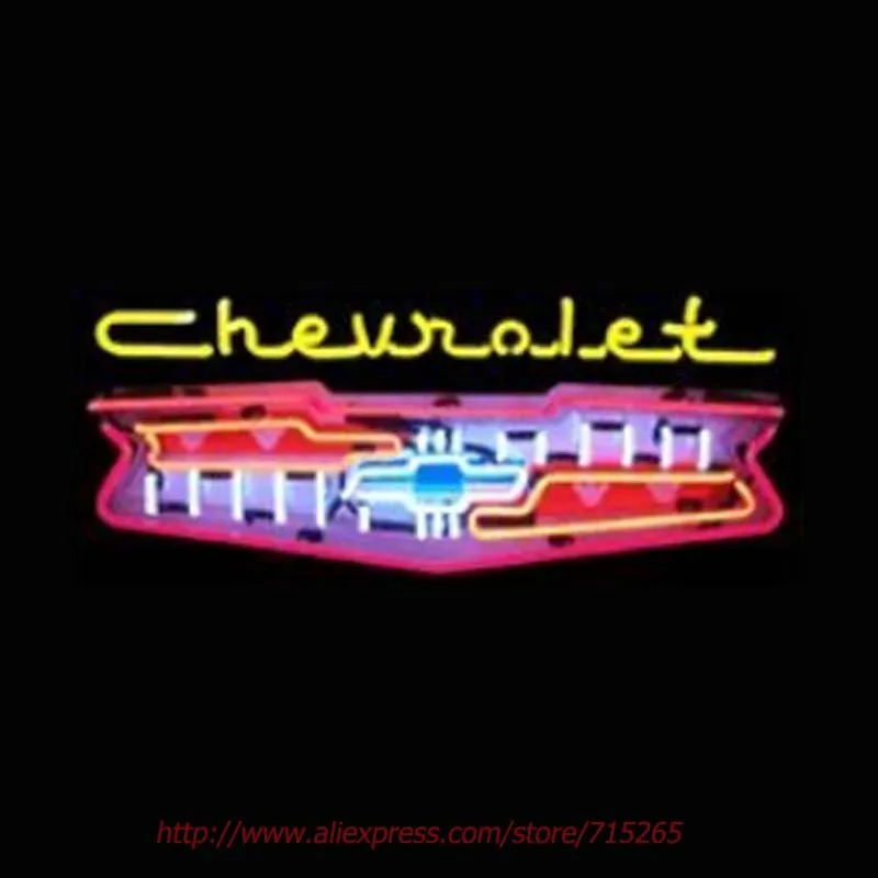 Image Neonetics 5CHGRL Cars and Motorcycles Chevrolet Grill Neon Sign Neon Bulbs Real Glass Tube Handcrafted Decorative Game  28x18