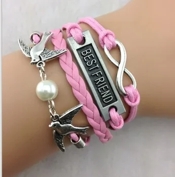 1pc Infinity,best friend, cord birds charm bracelet,braid leather,friendship bracelet,bridesmaid bracelet,personalized b132
1pc Infinity,best friend, cord birds charm bracelet,braid leather,friendship bracelet,bridesmaid bracelet,personalized b132