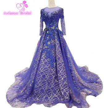 2018 Royal Blue Tulle Sequin O-neck Court Train Ball Gown Prom Party Dress Long Sleeves Floor-length Illusion Evening Dresses
2018 Royal Blue Tulle Sequin O-neck Court Train Ball Gown Prom Party Dress Long Sleeves Floor-length Illusion Evening Dresses